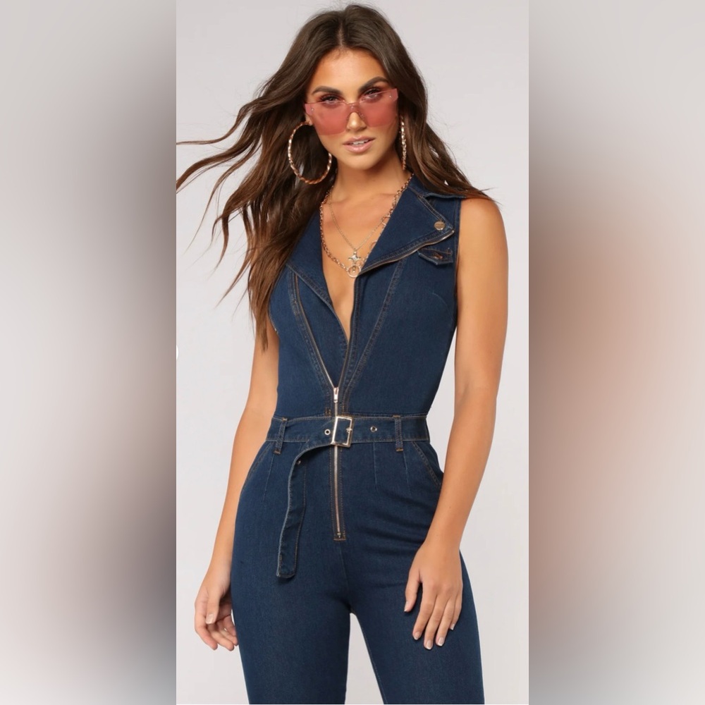 Sleeveless Fashion Nova  Denim Jumpsuit